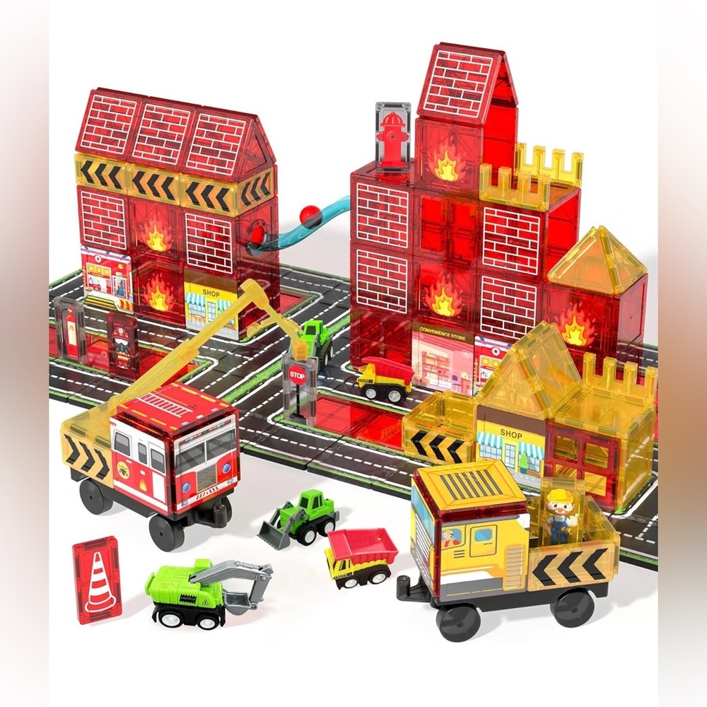 City Fire Station STEM Magnetic Building Blocks 56Pcs Brand New